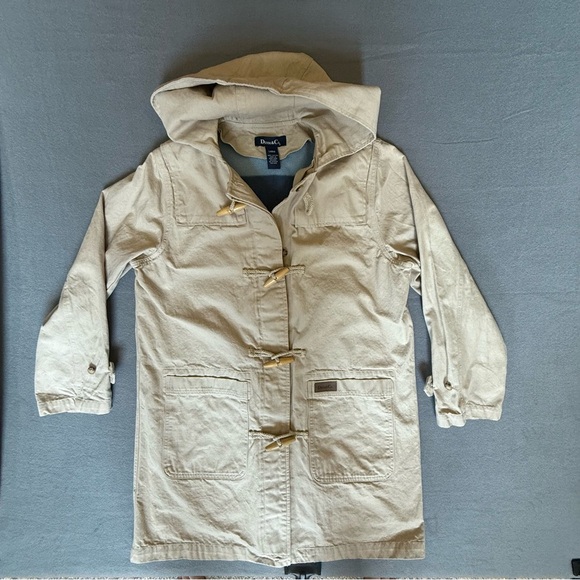 Denim&Co Women's Beige Barn Jacket Hood & Removable colorful Fleece Lining Large - Picture 11 of 15